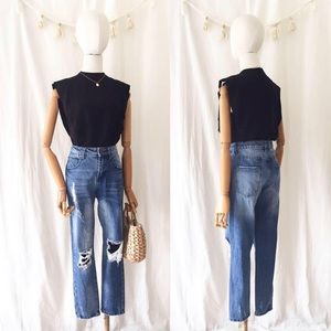 Plain Black Sleeveless Top in Small